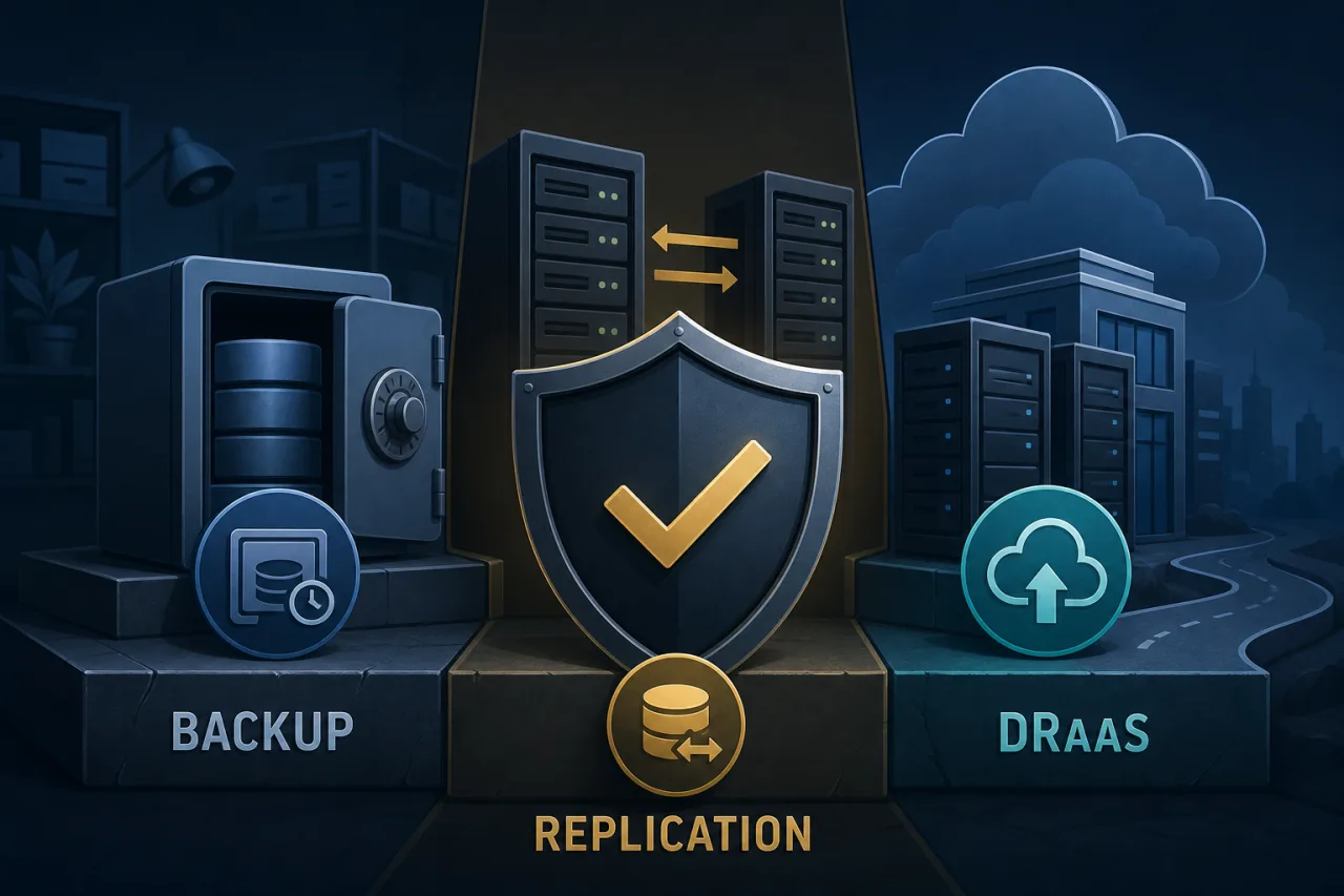 Backup vs Replication vs DRaaS — What Actually Protects You