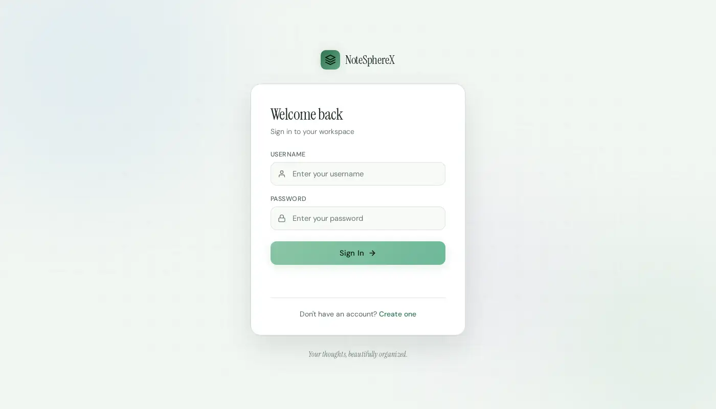 Screenshot of notespherex.onrender.com