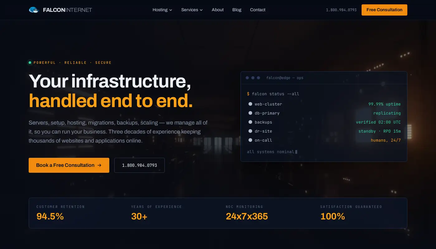 Screenshot of falconinternet.net