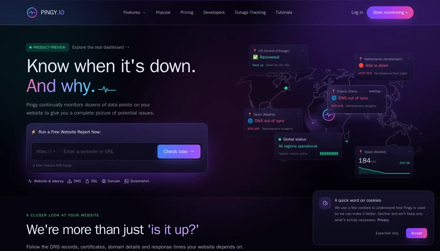 Screenshot of pingy.io