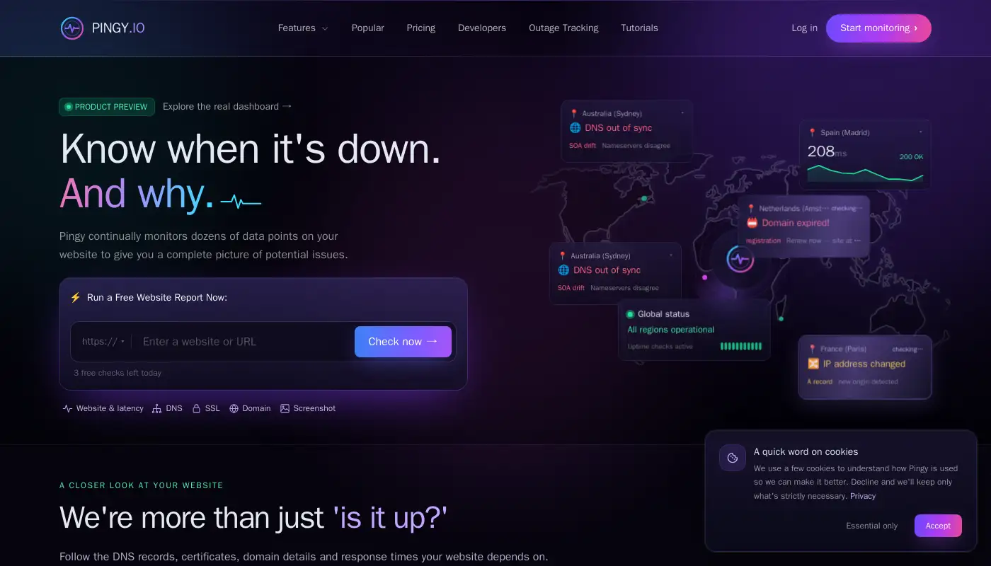 Screenshot of pingy.io